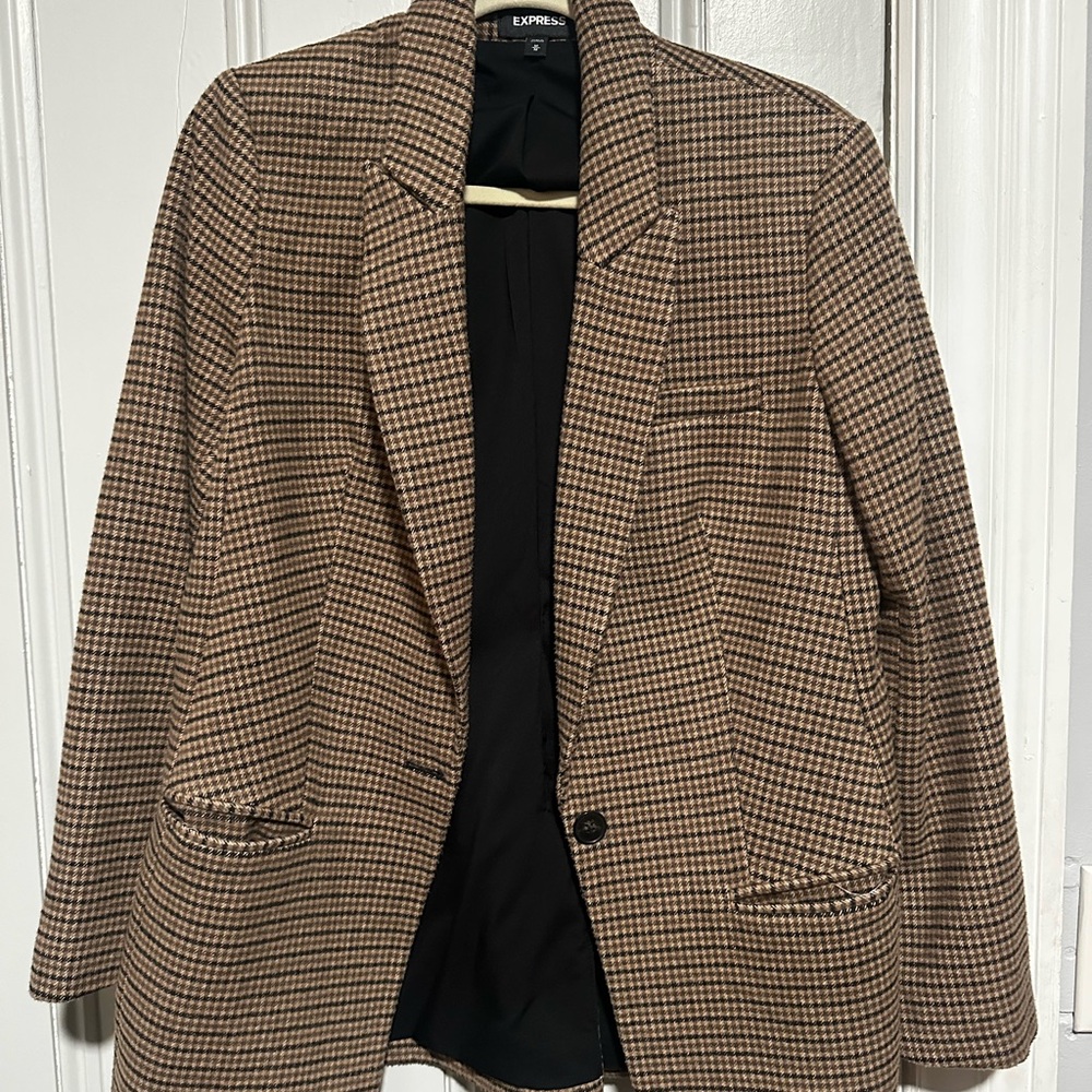Express Brown Checkered Blazer